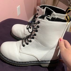 white combat boots